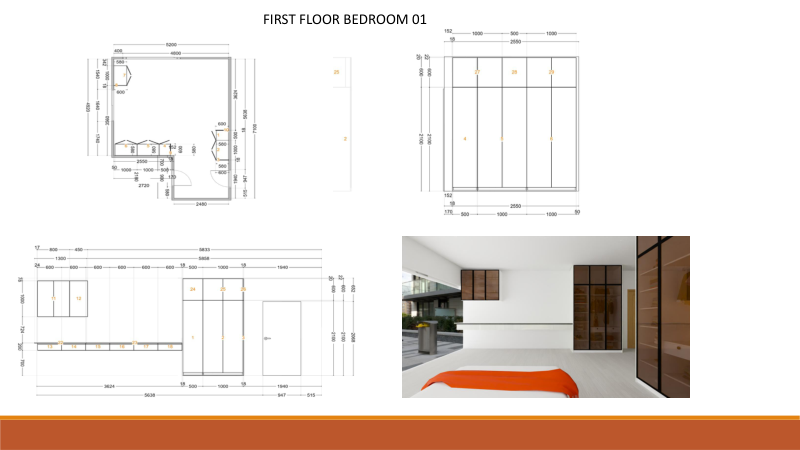 Brand wall elevation drawing with full dimensions for a HIPOD project
